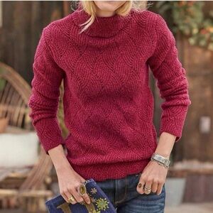 Sundance Raspberry Color Scallop Hem Silk Blend Turtleneck Sweater Sz M